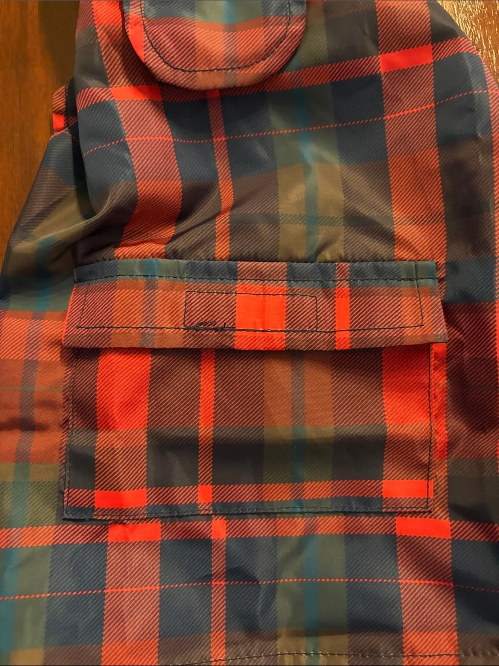 Dog Plaid Hooded Raincoat - Red and Blue XS